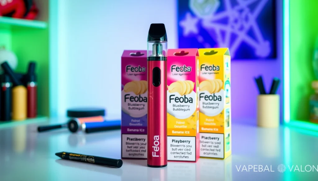 Feoba Big Bar 6000 puffs disposable vape kit showcasing various flavors and sleek design