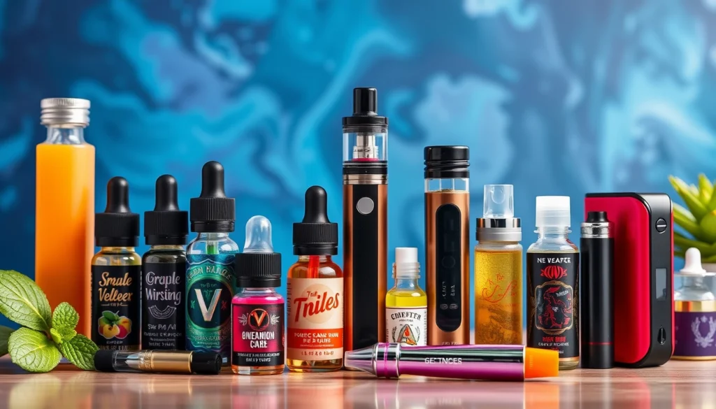 Premium vape wholesale supplier showcasing a variety of e-liquids and vaping products in an attractive display